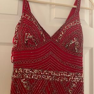 Marina Red Beaded Formal Gown 10 NWT